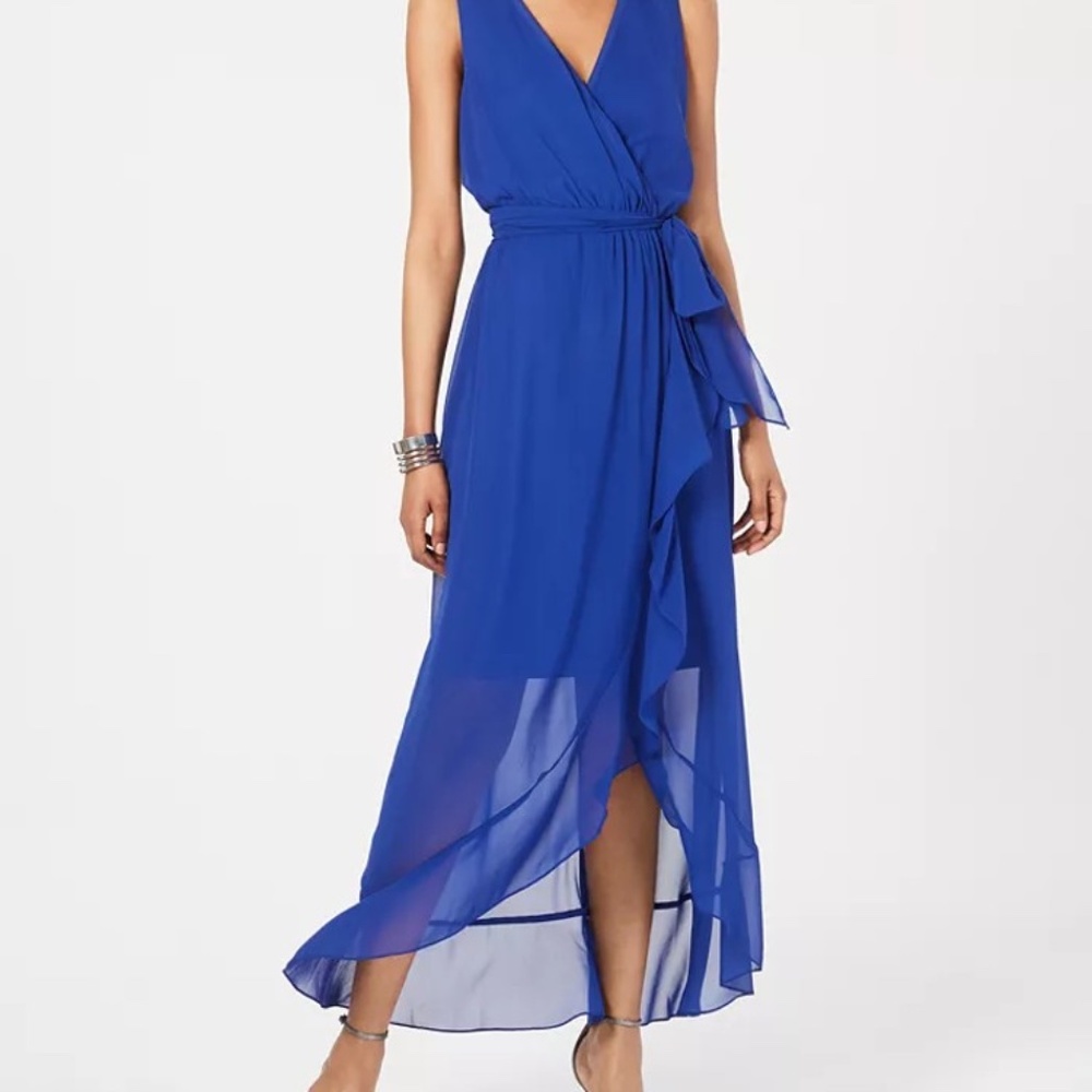 SL Fashions Surplice High-Low Maxi Dress